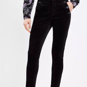 LOFT Mariner High Rise Black Velvet Skinny Pants